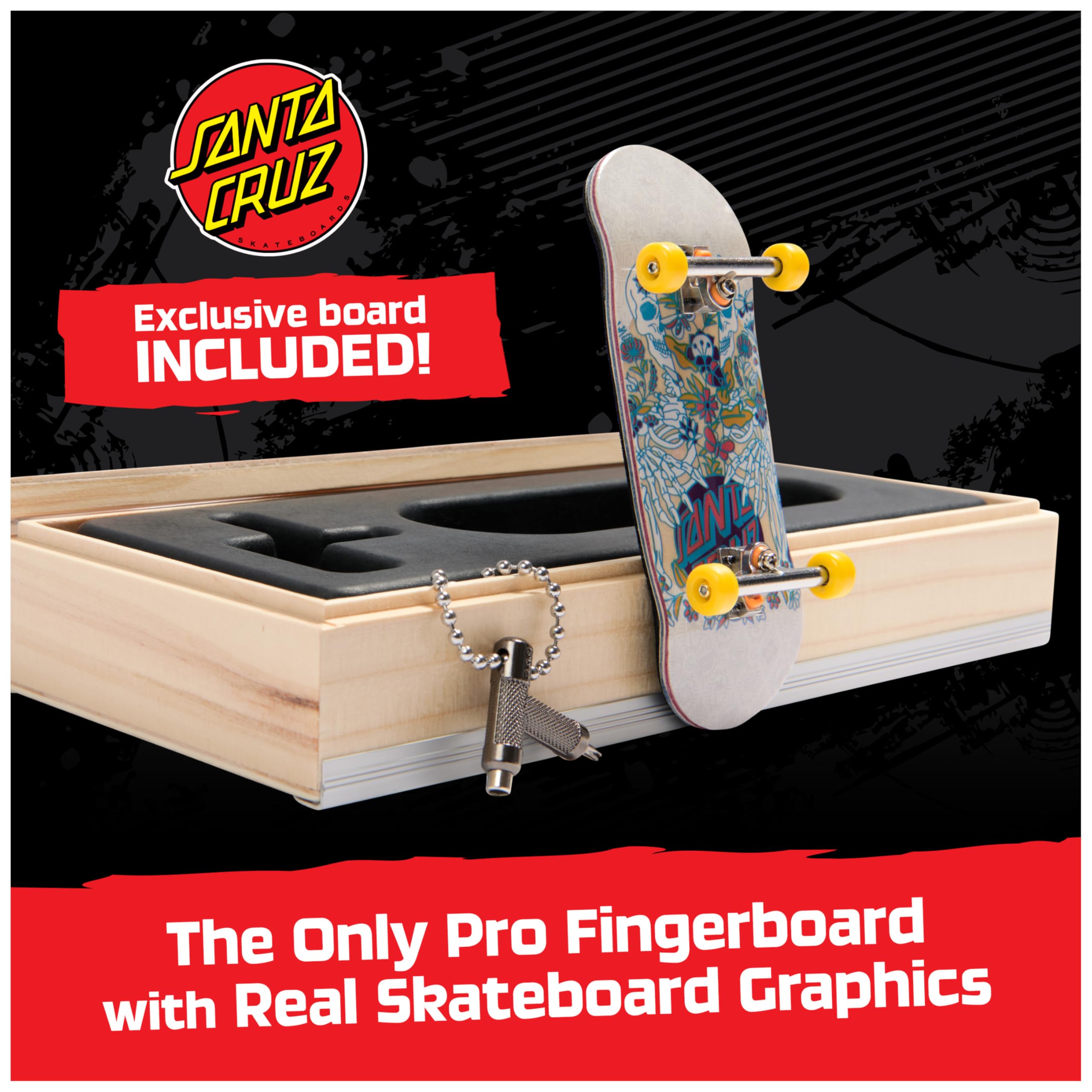 TECH DECK Santa Cruz Pro Series Finger Board with Storage Display, Built for Pros; Authentic Mini Skateboards, Kids Toys for Ages 6 and up