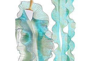 Ganeen Halloween Iridescent Ruffle Pleated Lace Trim Retro Organza Jellyfish Fabric Trim Tulle Decorative for Jellyfish Costume Sewing Dress Cake Decor Trimming Craft(Green)