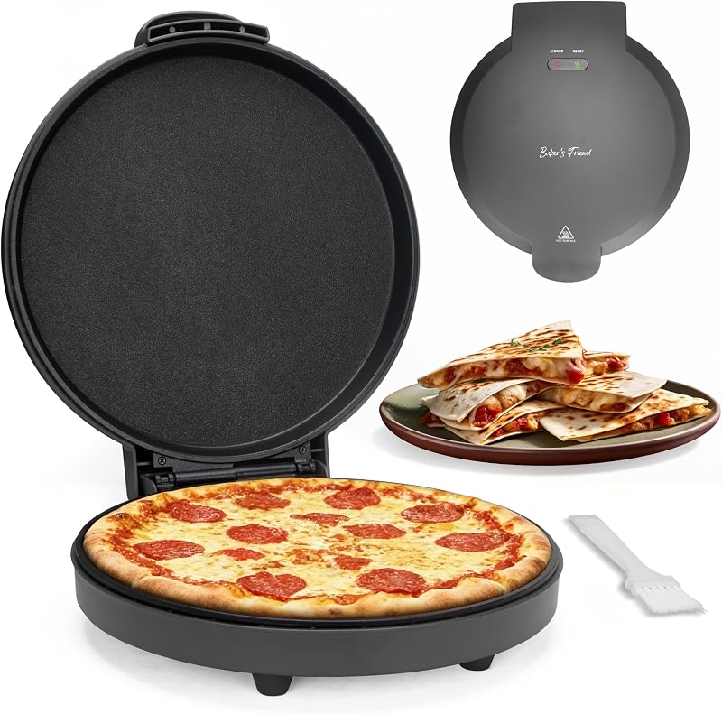 Baker's Friend Countertop Pizza Maker 1400W Graphite 31cm with Non-Stick Plates