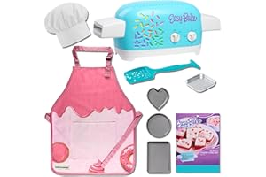 HATCH & WANDER Easy Bake Oven Bundle | Kids Apron & Chef Hat | Girl Apron - Choose From 3 Designs | Kids Baking Set of 4 Pans | Easy Bake Oven Mix (included mix may vary)