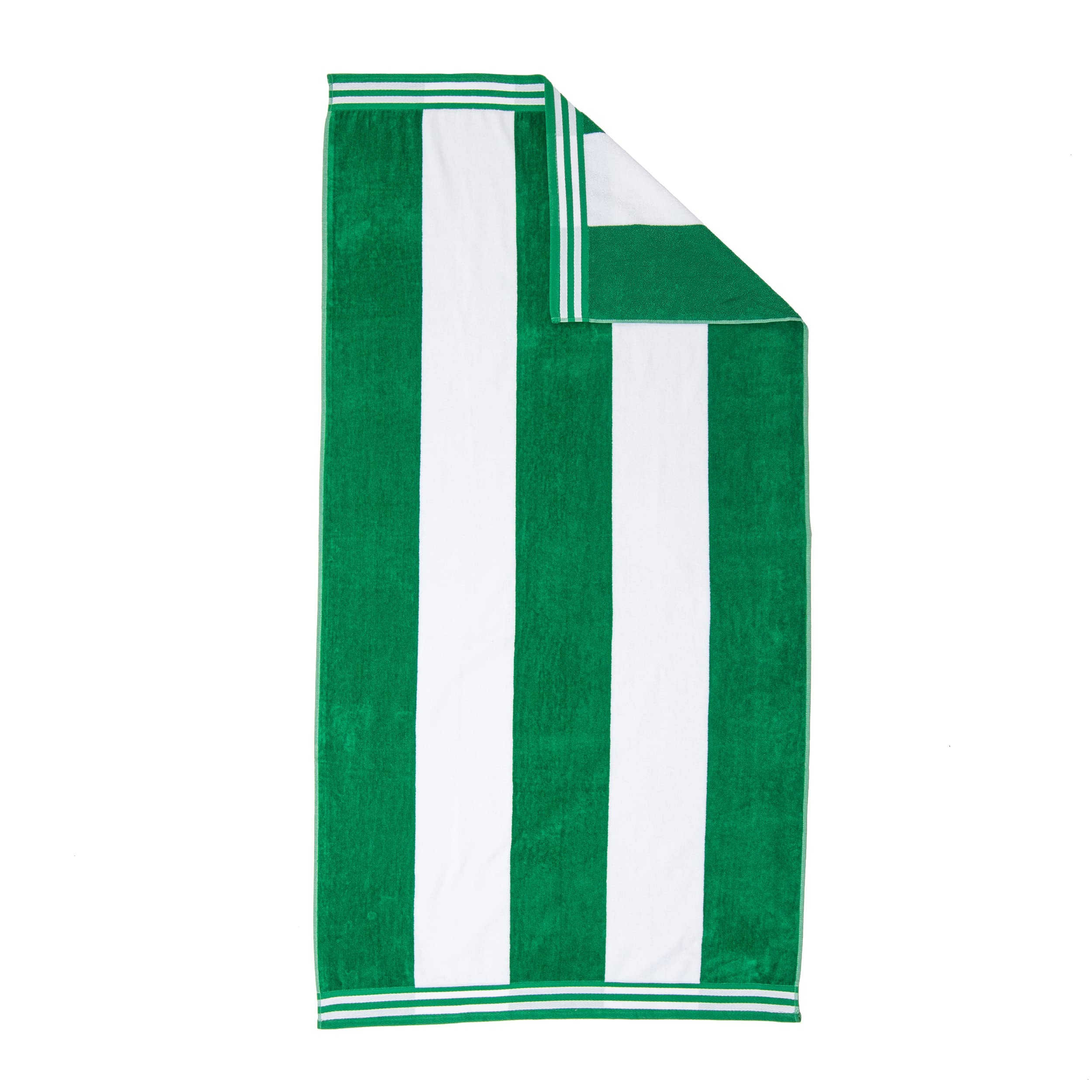 Photo 1 of Superior Cotton Cabana Striped Beach Towels, Colorful Towels for Adult, Kid, Pool, Swimming, Sand, Travel, Large Oversized, Absorbent, Fast Drying, Bath Basics, Cabana Collection, 1 Piece, Dark Green