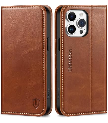 Belemay Custodia Portafoglio In Pelle Vera Per IPhone 15 Pro Max - Con Blocco RFID, 3 Slot Carte, TPU Antiurto, Supporto E Microfibra Interna (Non MagSafe) - 4