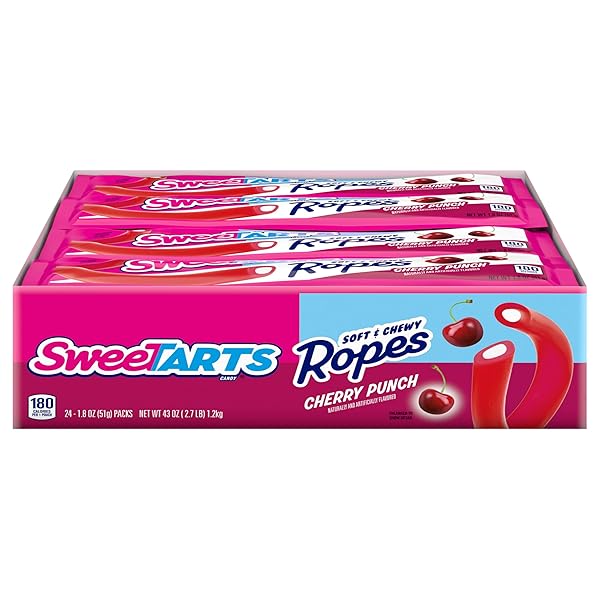 SWEETARTS SOFT AND CHEWY ROPES, CHERRY PUNCH FLAVOR, 1.8 OUNCE POUCHES (PACK OF 24)