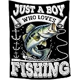 Tzcyckyi Fishing Gifts for Men Fish Blanket for Boys Soft Warm Flannel Fleece Throw Blanket for Couch Fishing 40"x50" for Kids