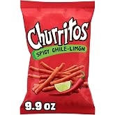 Churritos Spicy Chile-Limon Corn Snack Sticks, 9.9oz Bag | Sharing Size Individual Bag, Hot Chili Pepper &amp; Lime Flavor, Stick-Shaped Crunchy Snack, Botanas Mexicanas, Taco Topping