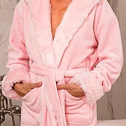 Alexander Del Rossa Women's Faux Fur Feather Hooded