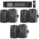 Rockville WET-7020B Bundle: (6) 5.25 in 70V Commercial Indoor/Outdoor Wall Speakers, RCS180-6 180-Watt 6-Zone Bluetooth Amplifier for Restaurant, Office, Cafe, Bar, 7-Items