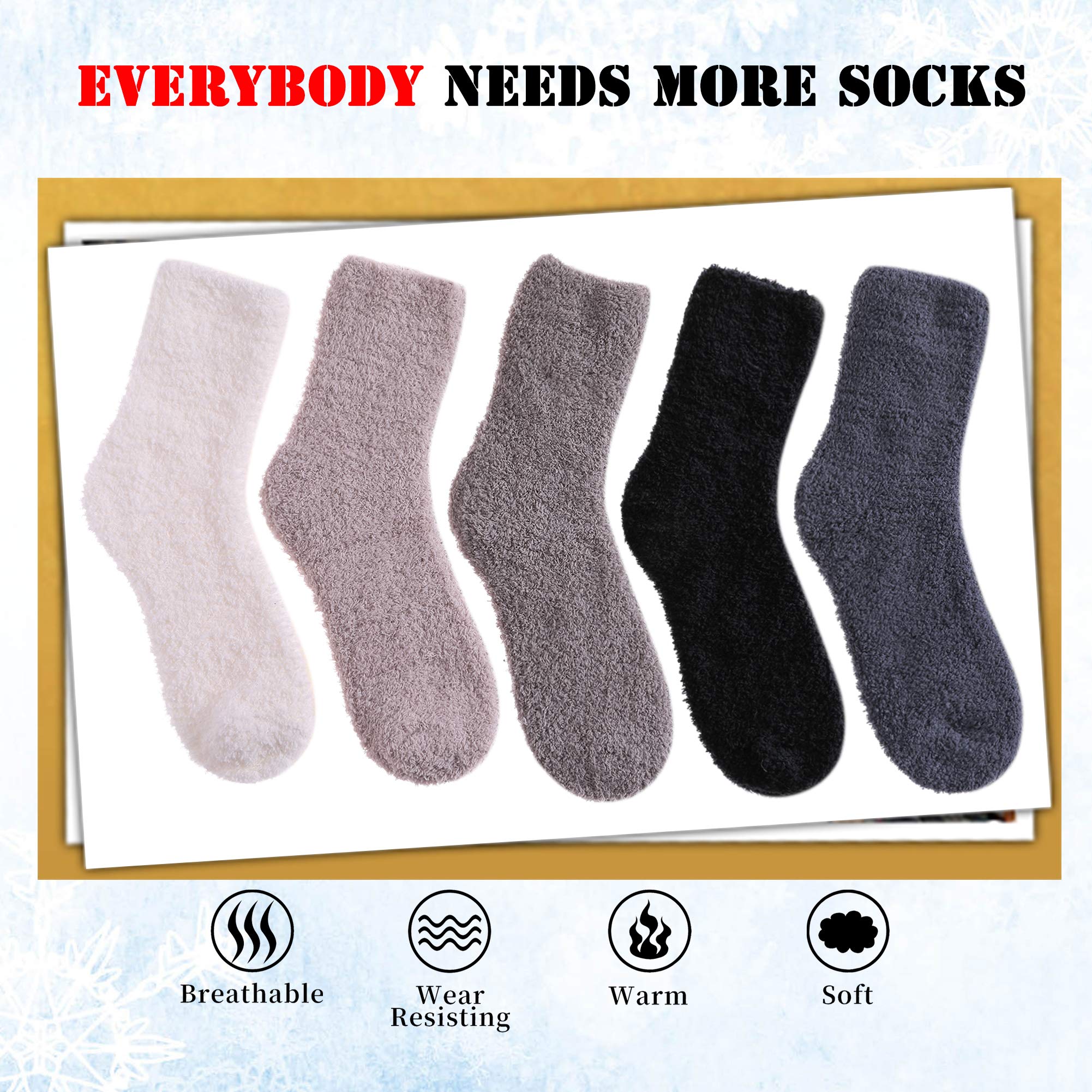 LANLEO 5/6 Pairs Womens Super Soft Fuzzy Plush Warm Winter Home Sleeping Slipper Socks
