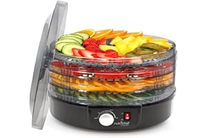 Nutrichef Electric Countertop Food Dehydrator | Professional Multi-Tier Food Preserver | Dehydrate Fish, Beef Jerky, Meats, Mushrooms, Fruits & Vegetables | 5 Stackable Trays for Easy Cleaning