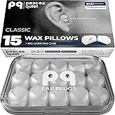 PQ Wax Ear Plugs for Sleep - 15 Silicone Wax Earplugs for Sleeping and Swimming, Gel Ear Plugs for Noise Cancelling & Ear Pro