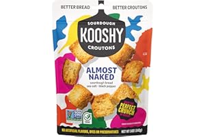 Kooshy Croutons - Almost Naked (Sourdough Bread, Sea Salt, Black Pepper), All Natural, Non-GMO, Vegan Croutons for Salad, Soup and More, Croutons | Almost Naked Flavor | 5oz (1 Pack)
