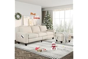 Lonkwa Convertible Sectional Sofa L-Shaped Couch, Beige Couches for Living Room with Reversible Chaise, 3-Seat Modern Linen Sectional Couches for Living Room/Apartment/Office/Small Space