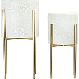 Main + Mesa Metal Planters with Stand, Set of 2