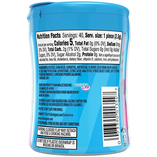 TRIDENT VIBES SUGAR-FREE CHEWING GUM, COTTON CANDY FLAVOR, EASTER BASKET ESSENTIALS STUFFERS FOR KIDS AND ADULTS, 40 PIECES