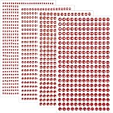 Piriuuo 1792 Pcs Red Rhinestone for Embellishments, Self Adhesive Red Rhinestone Stickers 4 Sizes Round Face Gems Stickers for DIY Craft Face Eyes Hair Makeup (3mm/4mm/5mm/6mm)