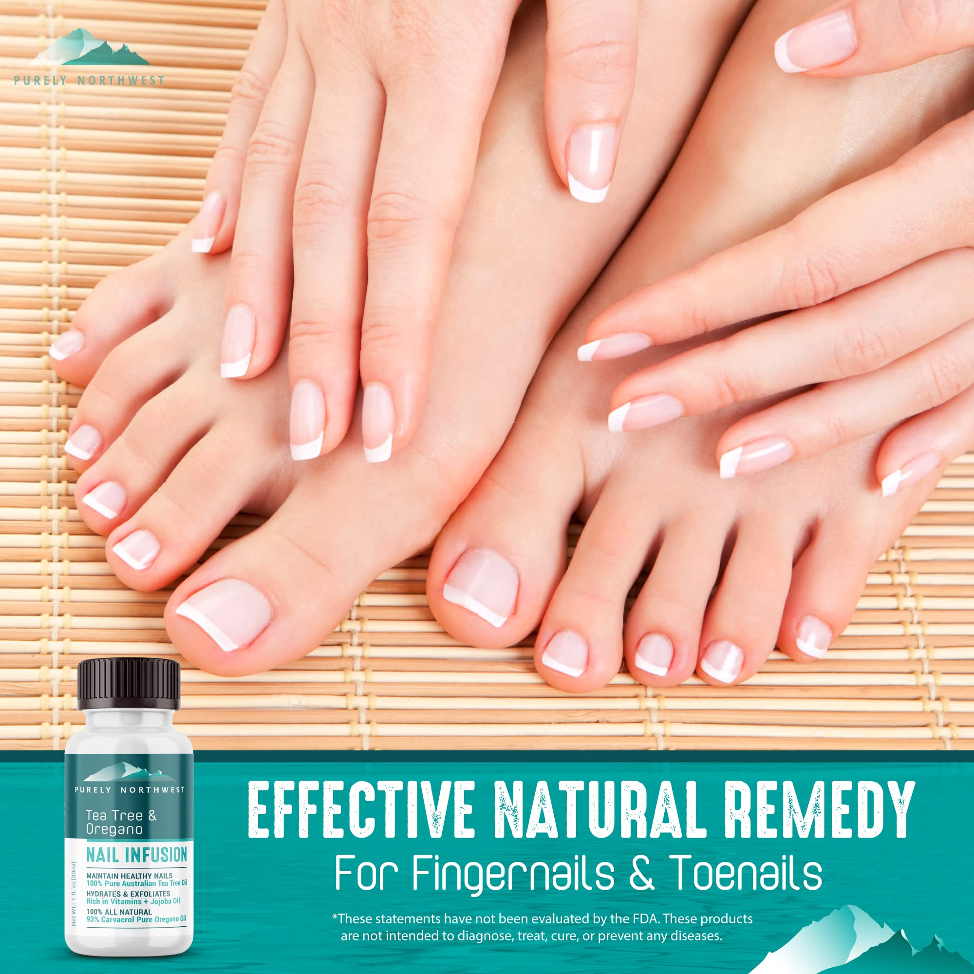 Extra Strength-Toenail Solution-100% All Natural-Tea Tree & Oregano-Effective for Thick, Discolored & Cracked Nails-Softens Dry Cracked Nails & Cuticles-by Purely Northwest 1oz - Image 2