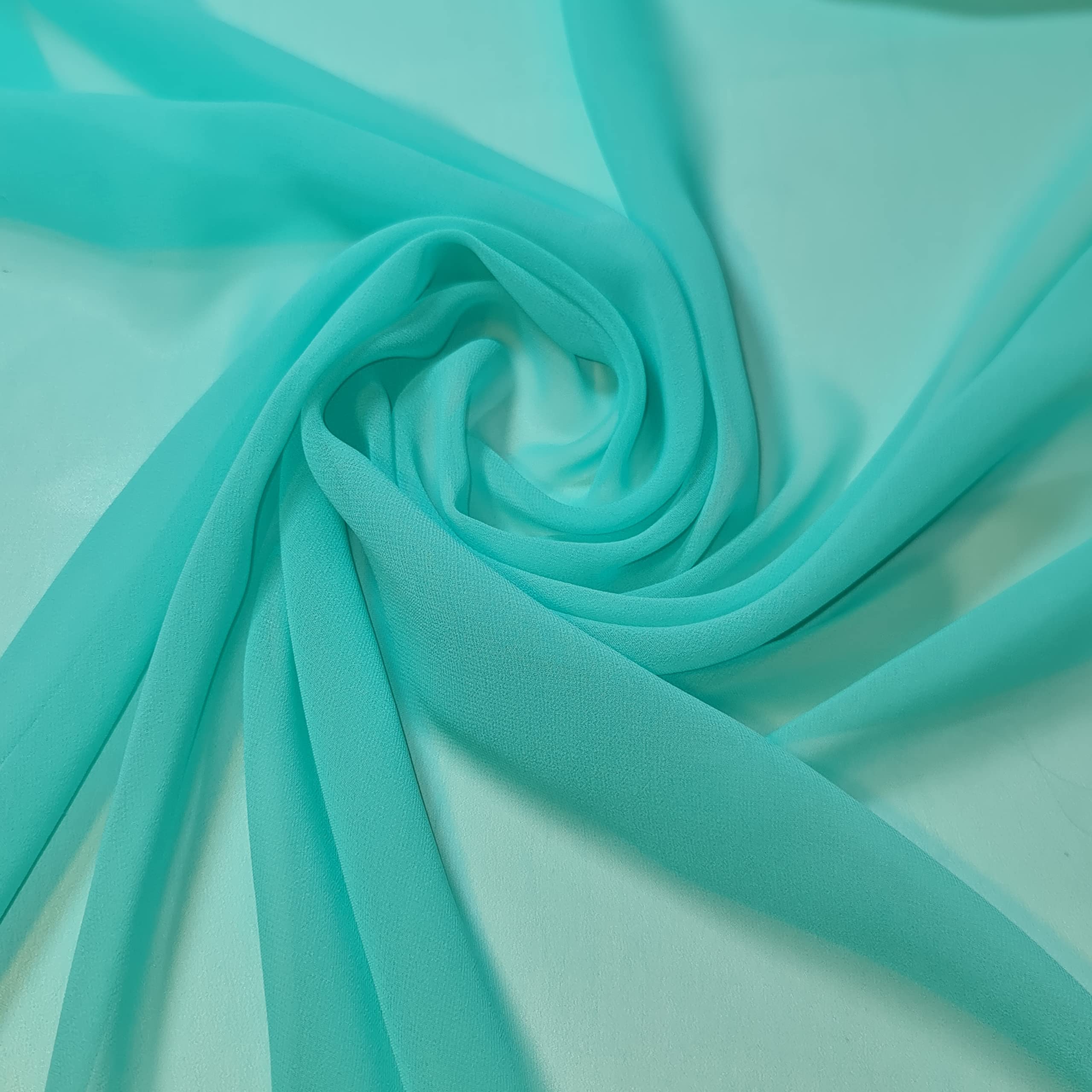 Chiffon Sheer Fabric Plain Soft Polyester Wedding Arch Dress Craft Material 44" (10 Meter, Light Sea Green (48))