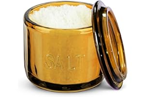 KooK Glass Salt Cellar, with Airtight Lid, Embossed Pressed Glass, Clear Storage Container, for Coffee, Sugar, Spices and Can