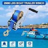 FreeTec 2500 lbs Manual Hand Winch with 10m Strap for Trailer Boat Caravan view 2