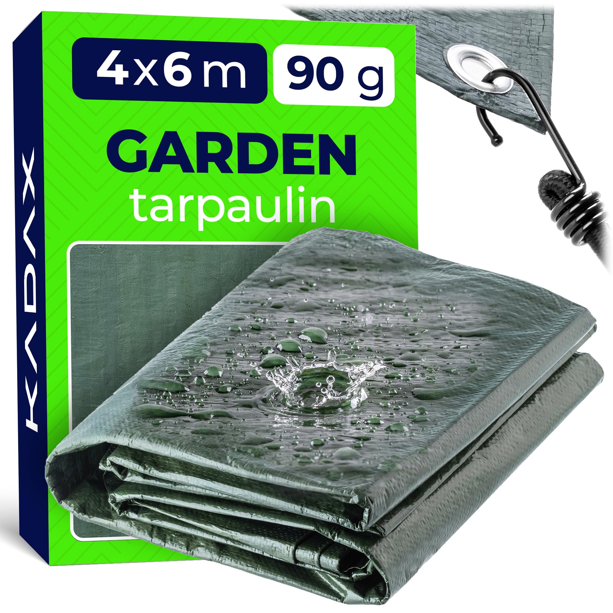 KADAX Tarpaulin 4 x 6 m, Waterproof Tarp with Grommets and Reinforced Edges, Polypropylene Tarp for Protecting Outdoor Equipment and Firewood (Green)