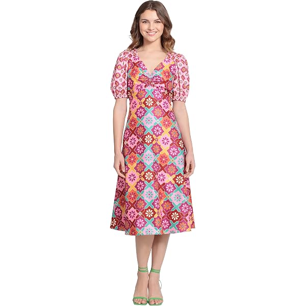 Vince Camuto Women's Floral Cap-Sleeve A-Line Dress, Coral (Size 14) at  Amazon Women's Clothing store
