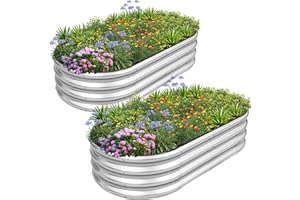 1MORE Galvanized Raised Garden Bed- Planter Garden Boxes Outdoor, Raised Beds for Gardening, 4x2x1ft Metal Garden Bed Kit for Vegetables Flower, Planter Raised Beds with Tools.Silver-2pack