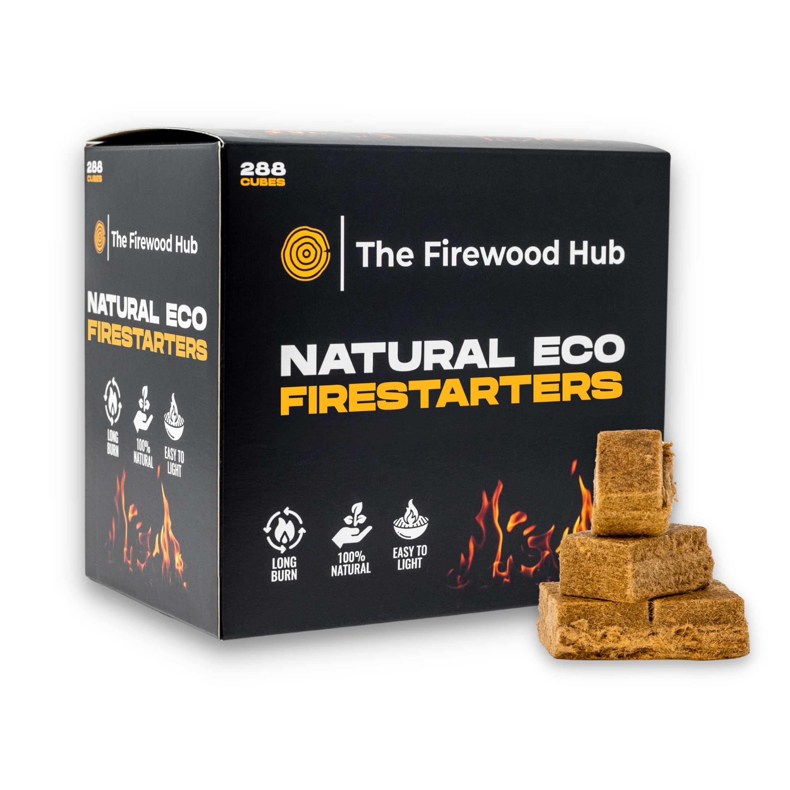 288 Eco Friendly Natural Wood Firelighters - Sustainable Wood Fibre Fire starters, Perfect for Log Burners, Fire Pits, Pizza Ovens, and BBQs. The Perfect Fire Lighter For Any Occasion
