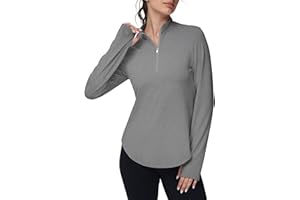 GGOV Women's Golf Polo Long Sleeve Workout Tops V Neck UPF 50+ Sun Protection Quick Dry Lightweight Active Tennis Shirts