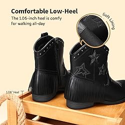 DREAM PAIRS Girls Cowgirl Cowboy Ankle Western