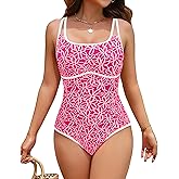 BMJL Womens One Piece Swimsuits Tummy Control Modest Built-in Bra Swimwear Floral Beach Bathing Suits