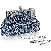 Amylove 1920s Accessories for Women Vintage Beaded Clutch Evening Bag Formal Rhinestone Flapper Purse for Wedding Party Gift