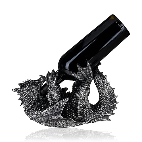 True 10143 Polyresin Dragon Wine Bottle Holder Decorative, Single