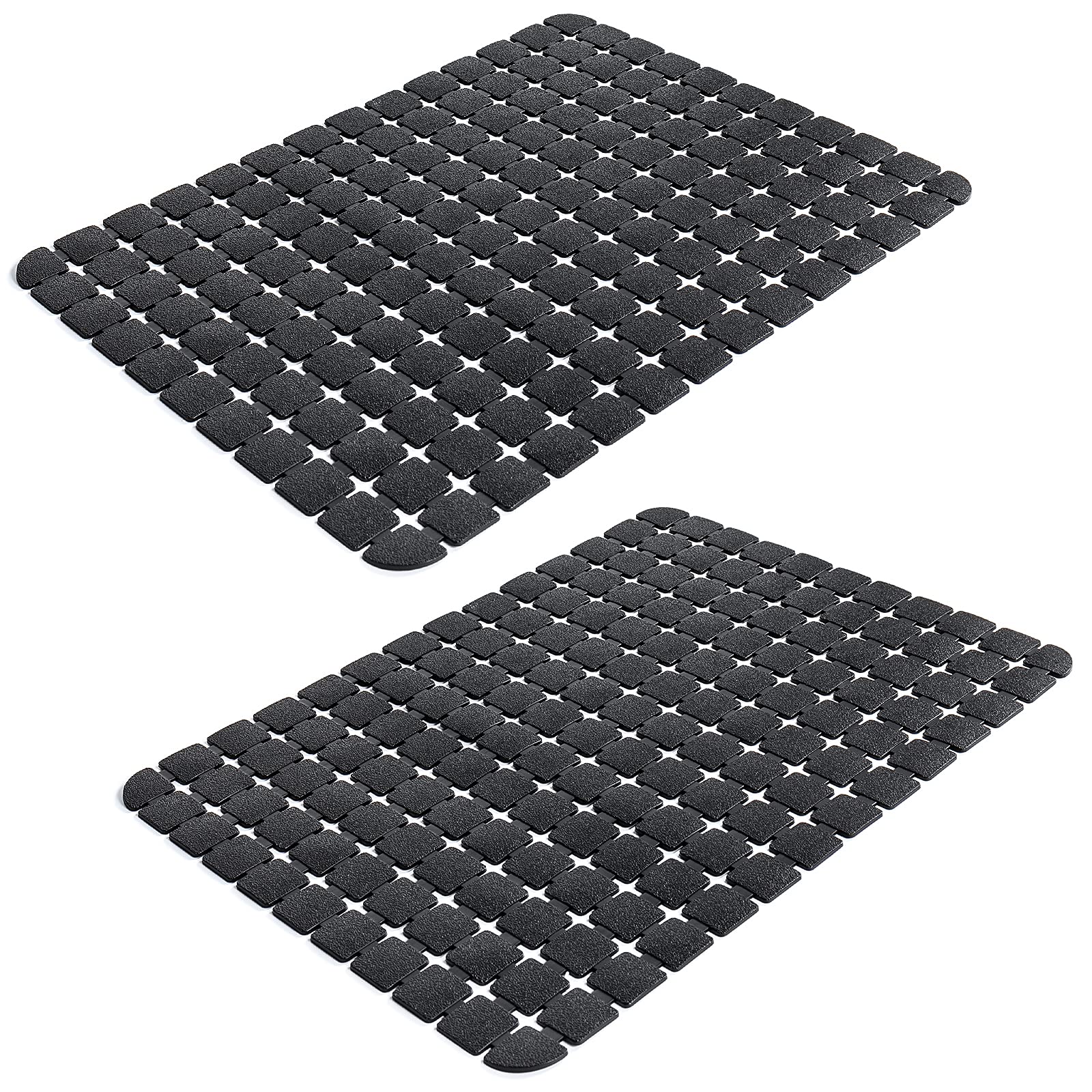 OTHWAY 2 Pack Sink Mats for Kitchen Sinks, 40x30cm Sink Protectors for Bottom of Kitchen Sink, Dishes and Glassware Drain Mat (Black)