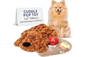 Pet Fit For Life Cuddle Pup Toy with Heartbeat & Heat Pack - USB Rechargeable Cuddly Dog Sleep Aid - Calming Comfort for Anxiety Relief - Safe, Huggable Pet Crate Training Aid - Small (12" Long)