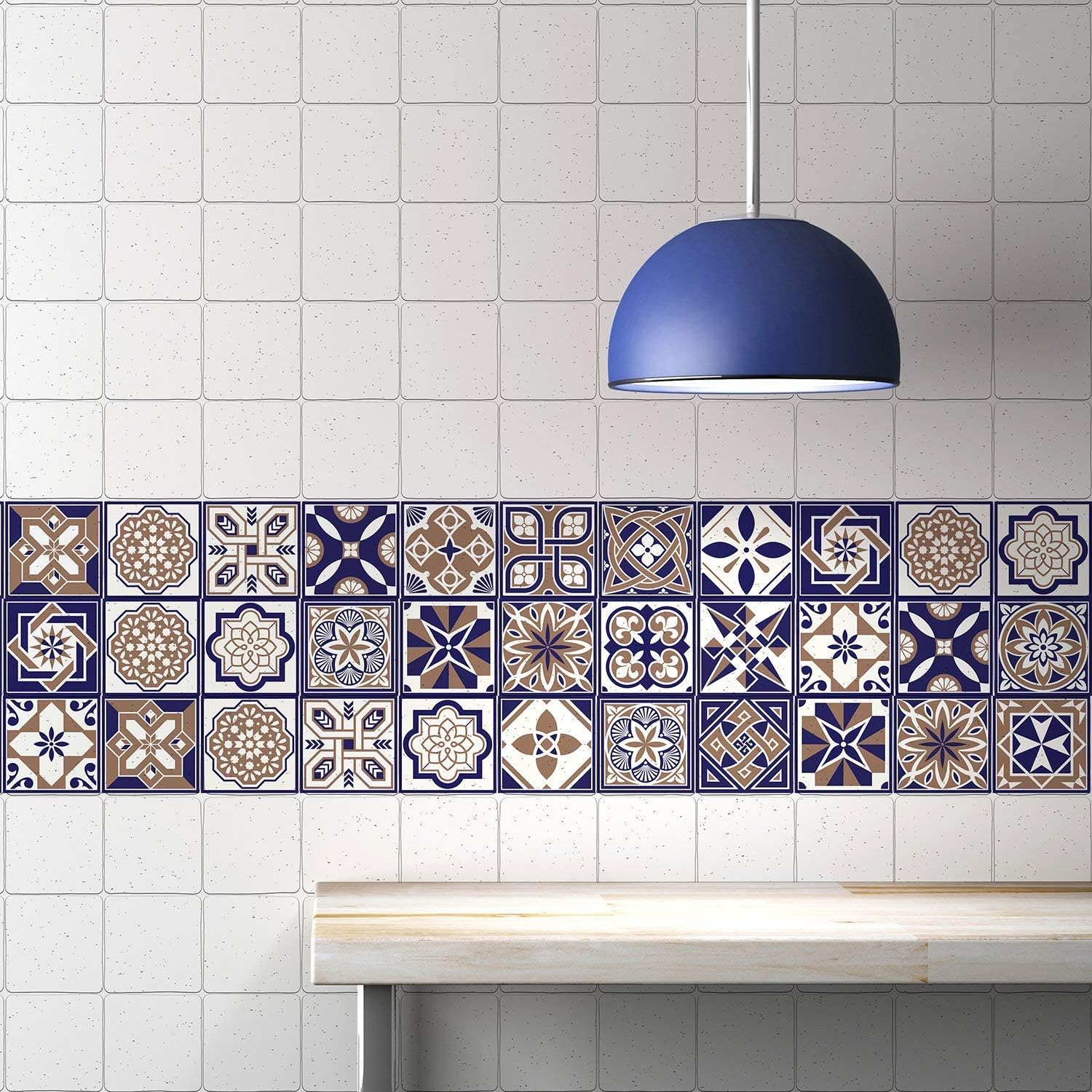 WALPLUS Wall Tile Stickers 10cm 24pcs Royal Tiles Mosaic DIY Art Home ...