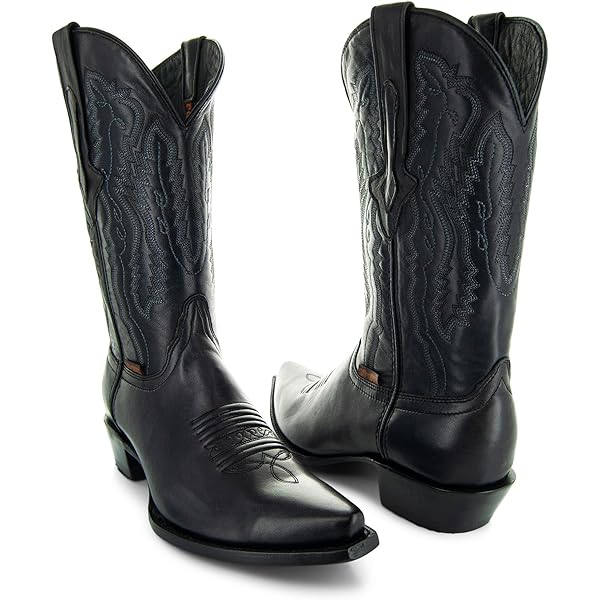 Santiags - Véritable Cuir Caïman Daim Noir Bout Pointu Homme - Lucchese