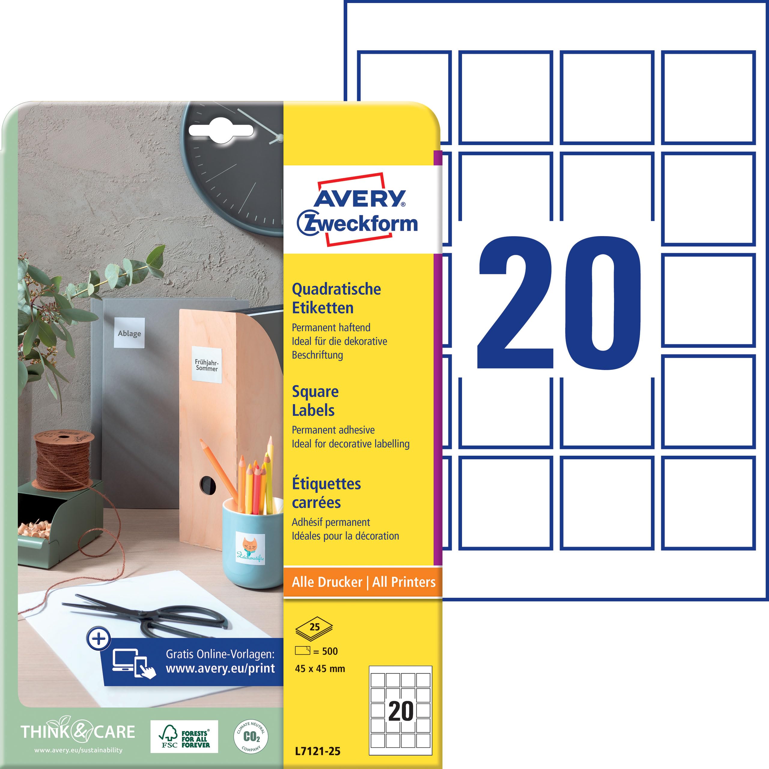 Avery Zweckform L7121-25 QR Code Labels 45 x 45 mm