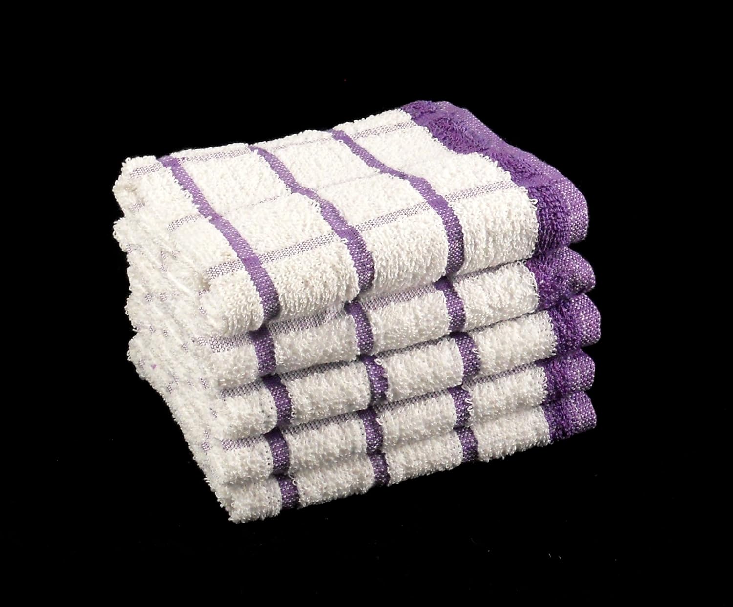 Pack of 10 Purple & White 100 Cotton Kitchen Terry Tea Towels Small