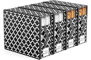 PHINOX Bed Sheet Organizers and Storage, 4-Pack Sheet Storage Organizer for Linen Closet, Foldable Sheet Set Organizer with Zippers for Queen or King Sheets, Bedding Organizer Box for Duvet Cover Set