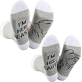 GJTIM 2 Paris His Beauty Her Beast Bride Groom Couples Socks Newlyweds Gift Anniversary Engagement Gift for Couples Parents (US, Alpha, One Size, Regular, Regular, His Beauty/Her Beast)
