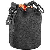 Patikil 3.3" x 5.5" Neoprene Lens Pouch - DSLR Camera Lens Case, Water Resistant, Black/Orange
