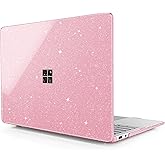 Lepeoac Clear Case for 2025 Microsoft Surface Laptop 13 Inch - Windows 11 Copilot+ PC - Touchscreen Display Cover (Fits Model 2095,NOT Fitting Other Surface Laptop), Sparkly Pink