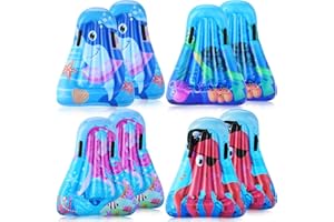 Silkfly 8 Pcs Inflatable Surf Body Board with Handles, Kids Inflatable Surfboard for Beach Shark Mermaid Turtle Octopus Pool Floating Surfboard for Kids Learning Surfing