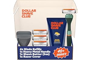 Dollar Shave Club | The Member Exclusive Shave Set | 4 Swift Rinse Refill Cartridges, 1 Handle (Green), 1 Shave Butter 3 ounce, 1 Razor Cover, Razors for Men