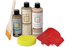 Retique It Wood Finish Multi-Purpose Kit – Go Beyond Faux Wood Including Paintable Liquid Wood Based Primer, Gel Stain - Graining Tools Included (2X 8oz, Pickled Oak)
