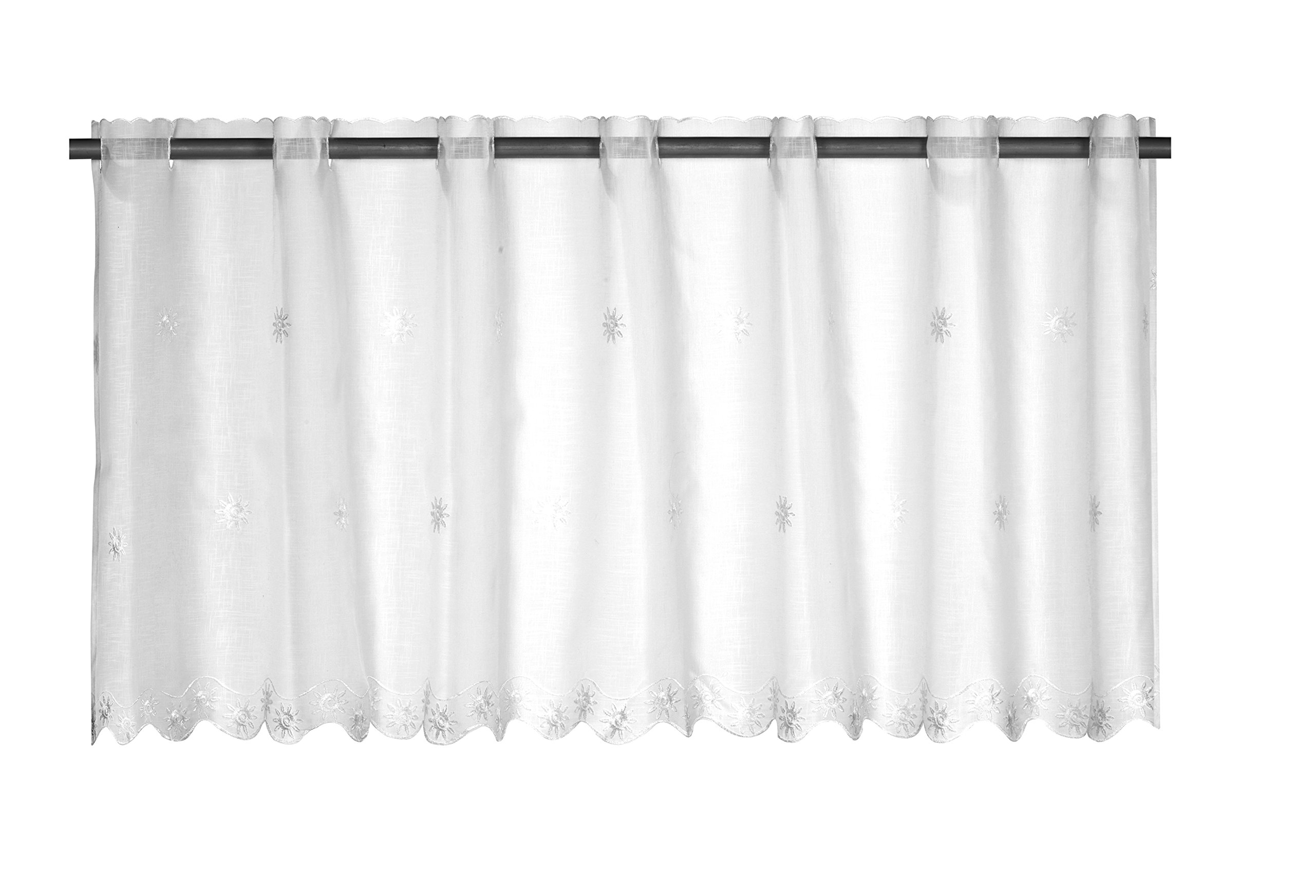 Elbersdrucke Sun Valley 00 Bistro Curtain, Polyester, White, 48 x 150 cm