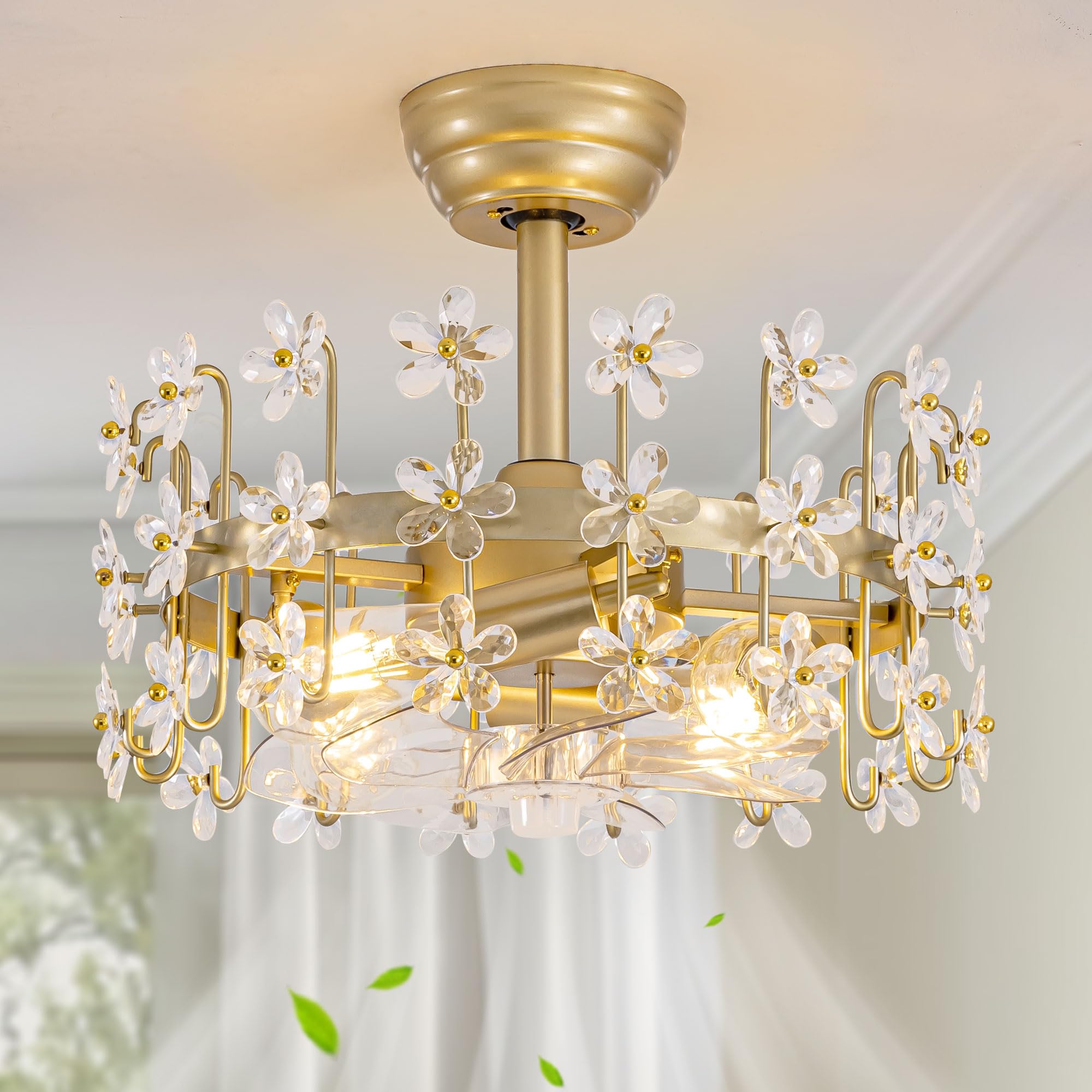 Photo 1 of ***MAJOR DAMAGE*** YEDAORL Modern Gold Crystal Fandelier Ceiling Fans with Lights and Remote,Chandelier Fan for Girl's Bedroom,Living Room