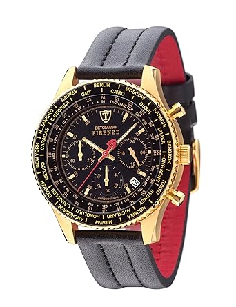 DETOMASO Mens SL1624C-GD FIRENZE Chronograph Trend Schwarz/Schwarz Analog Display Japanese Quartz Black Watch
