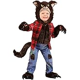 Toddler Werewolf Halloween Costume | Boys Wolf Costume for Dress-Up | Hooded Jumpsuit with Shoe Covers | Ideal for Playtime