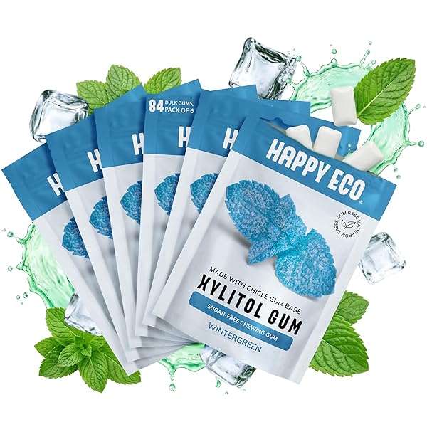 HAPPY ECO SUGAR FREE NATURAL CHEWING GUM 6...